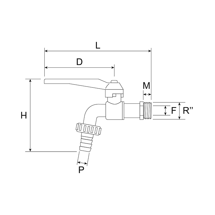 Rubinetto compact con portagomma - disegno tecnico